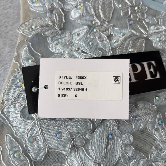 NEW XSCAPE 4366X Long Glitter Embroidered Gown Dress Size 6 Blue Silver.NWT 0074 - Picture 8 of 14